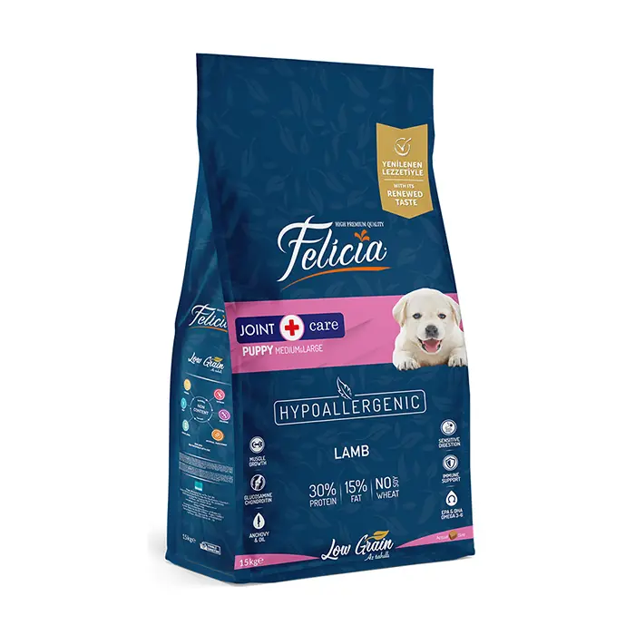 Felicia Az Tahıllı Yavru Kuzulu Medium Large Breed HypoAllergenic Köpek Maması 15 Kg