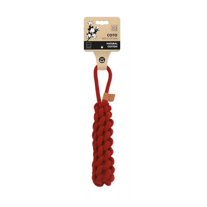 M-PETS COTO Red Loop Bar Örgü Çekmeli Köpek Oyuncağı 34Cm