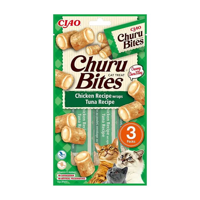 CIAO Churu Bites Tavuk Sargılı ve Ton Balıklı Kedi Ödül Maması 3x10gr