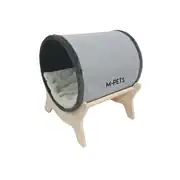 M-Pets Tunnel Elevated Ahşap Ayaklı Kedi Yatağı Gri 1