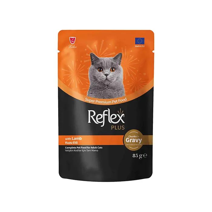 Reflex Plus Sos İçinde Et Parçacıklı Kuzu Etli Yetişkin Kedi Yaş Maması 85gr