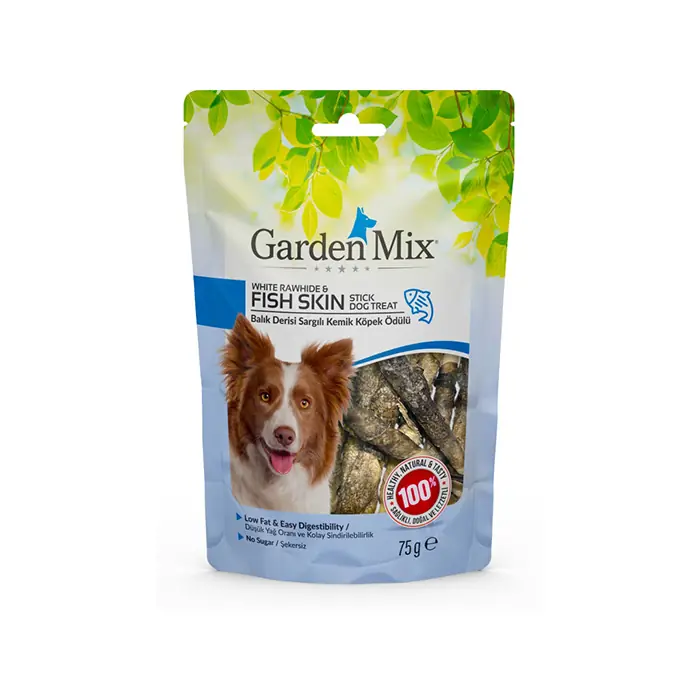 Garden Mix Balık Derisi Sargılı Kemik Köpek Ödülü 75gr