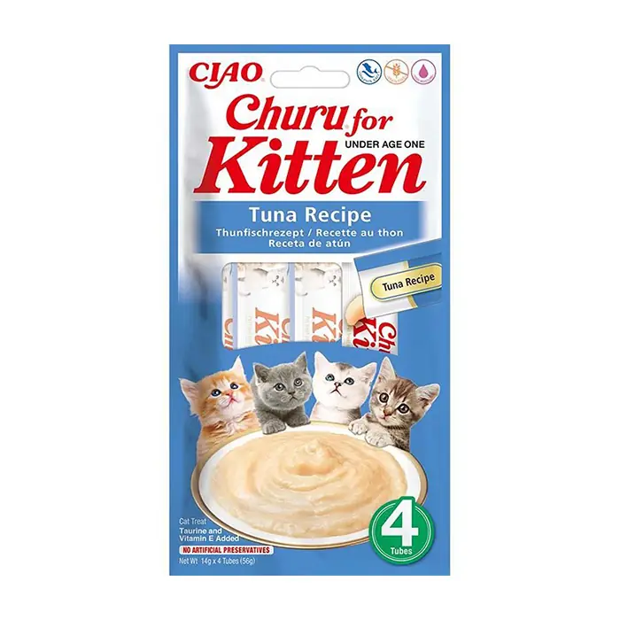 CIAO Churu Cream Kitten Ton Balıklı Yavru Kedi İçin Sıvı Ödül Maması 4x14gr