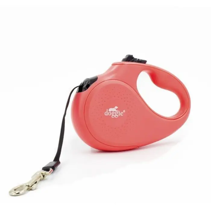 Doggie Otomatik Köpek Tasması Master Medium 25 Kg 5 mt Pembe