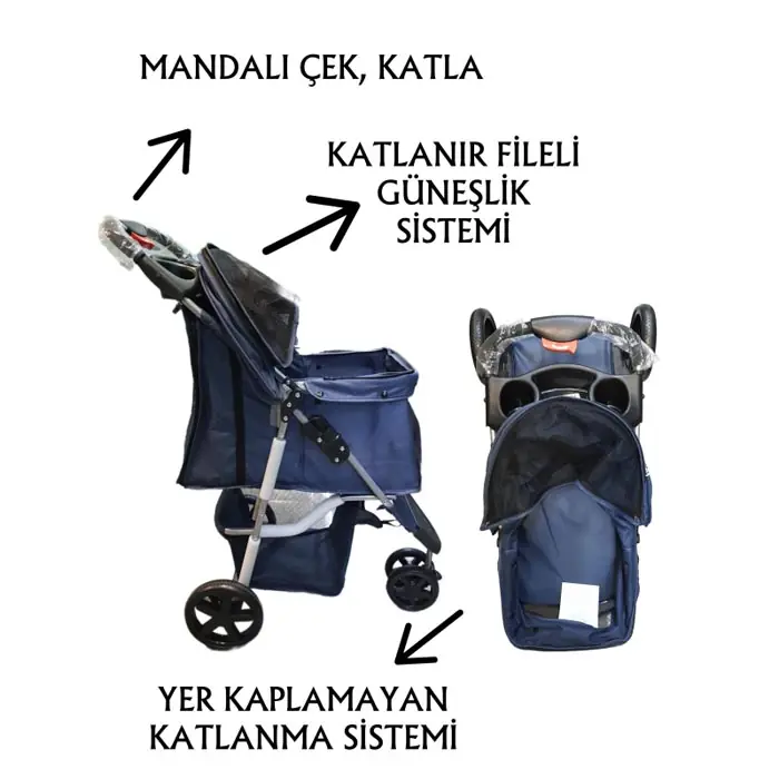 Tommy Evcil Hayvan Taşıma Puseti 80x46x99cm Lacivert