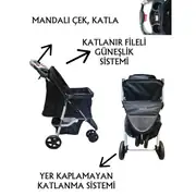 Tommy Evcil Hayvan Taşıma Puseti 80x46x99cm Siyah 2