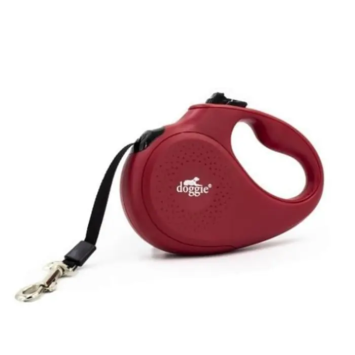 Doggie Otomatik Köpek Tasması Master Small 15 Kg 5 mt Kırmızı