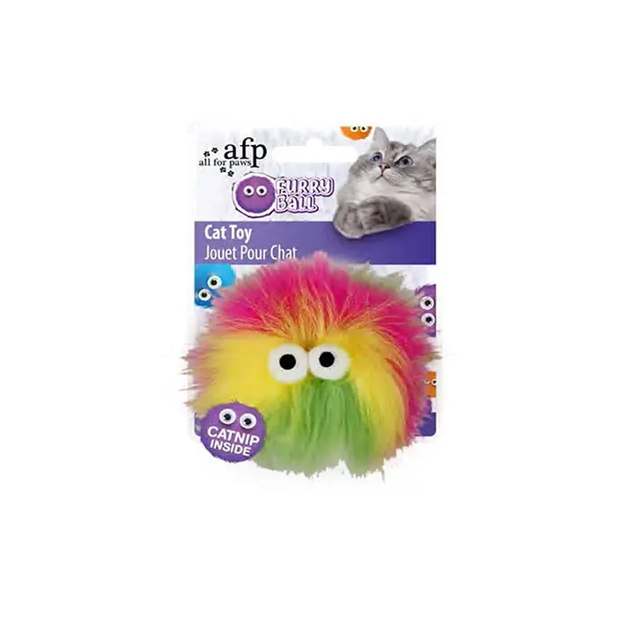 AFP Furry Ball-Fluffer Catnipli- Sarı Kedi Oyuncağı 9,5x9x5x5 cm
