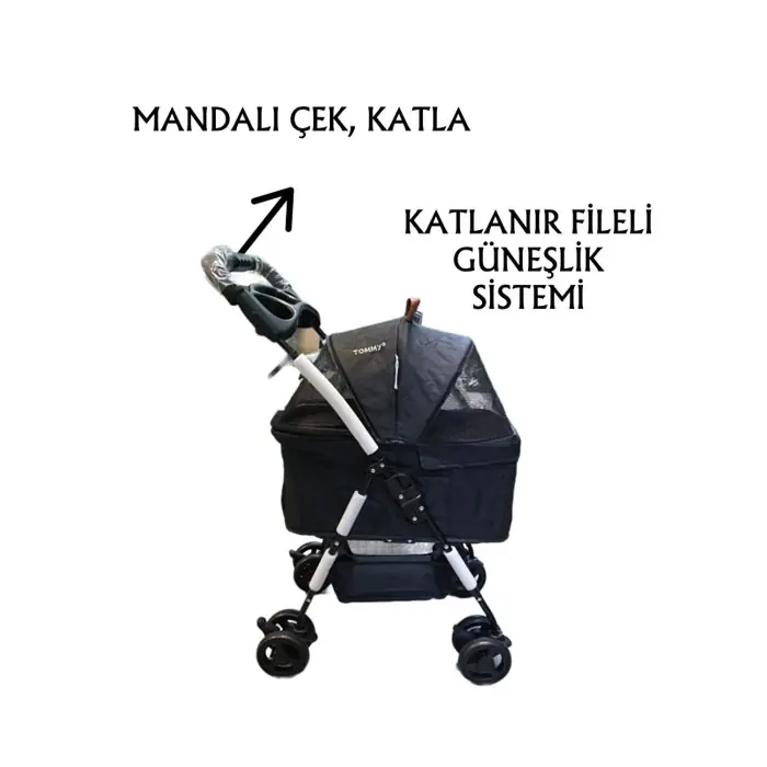 Tommy Evcil Hayvan Taşıma Puseti 65x45x95cm Siyah