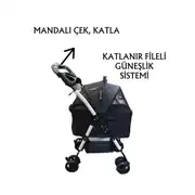 Tommy Evcil Hayvan Taşıma Puseti 65x45x95cm Siyah 3