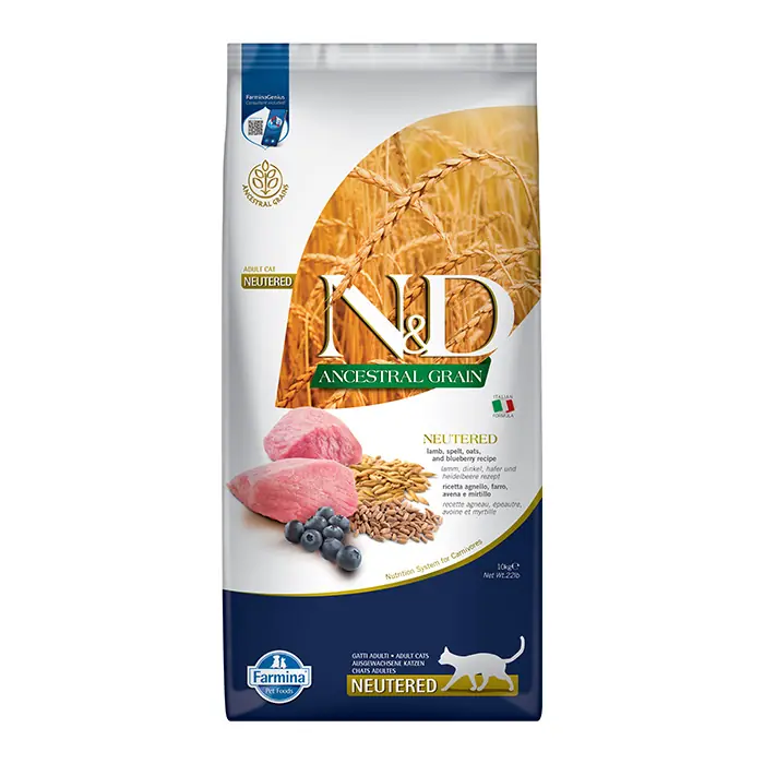 N&D Az Tahıllı Kuzu Etli Kısırlaştırılmış Kedi Maması 10 Kg