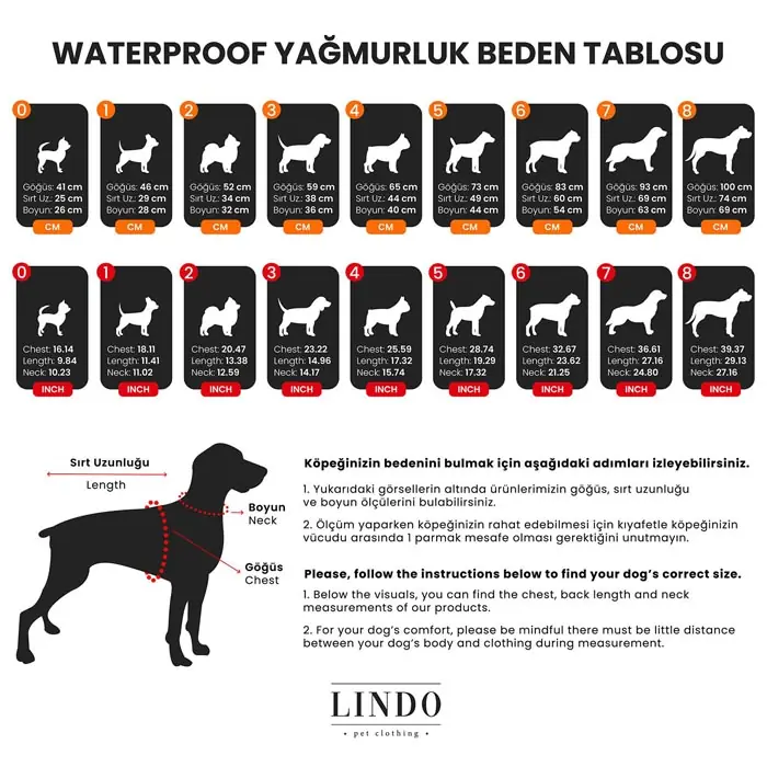 Lindo Blue Star İçi Polarlı Su Geçirmez Köpek Yağmurluğu