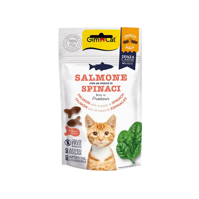 Gimcat Crunchy Snacks Somonlu Ispanaklı Tahılsız Kedi Ödülü 50gr