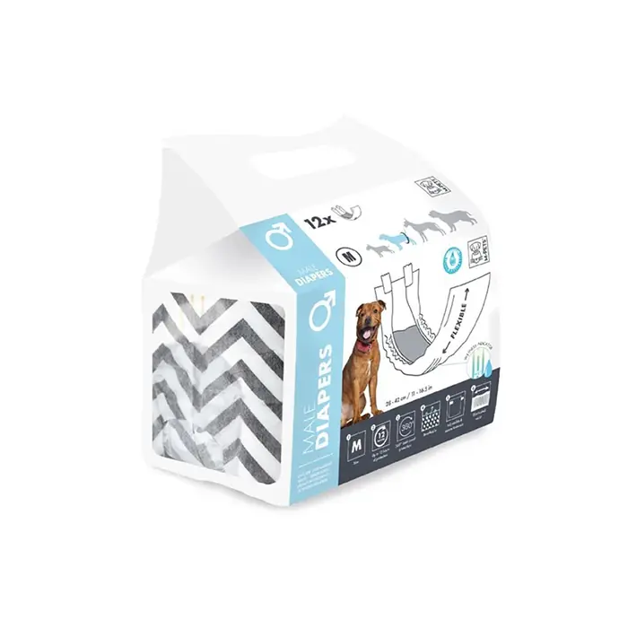 M-PETS Diapers Erkek Köpekler için Külot Medium 12li