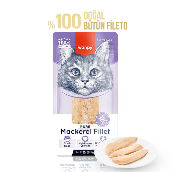 Wanpy Pure Mackerel Fillet Uskumru Balık Fileto Kedi Ödülü 25 gr