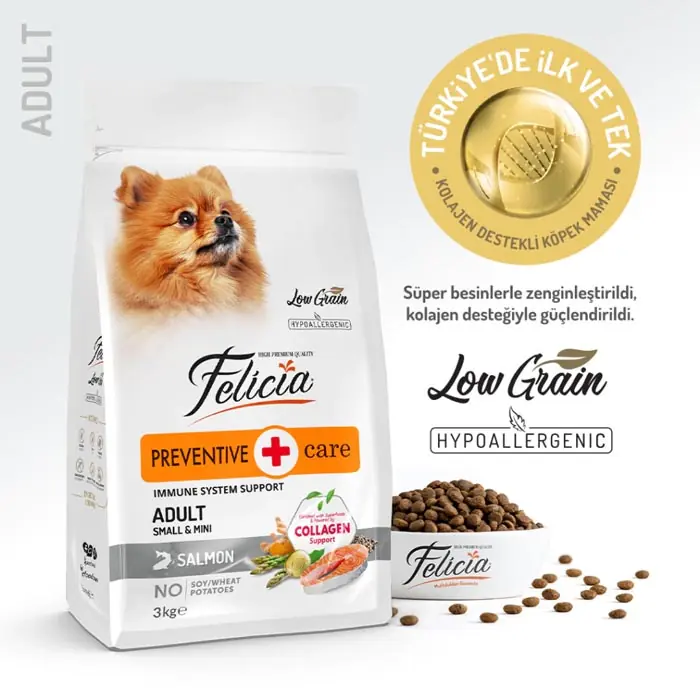 Felicia Az Tahıllı Yetişkin Somonlu Small HypoAllergenic Köpek Maması 3 Kg