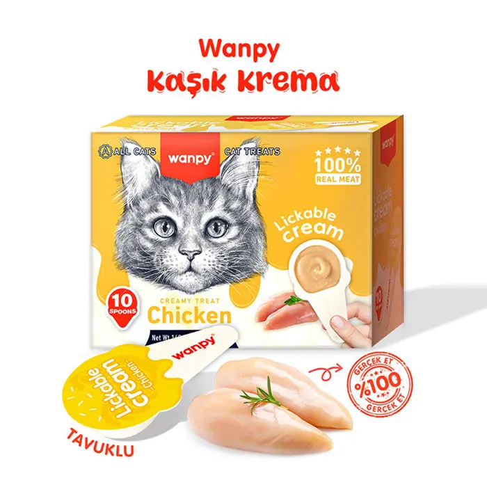 Wanpy Tavuklu Kaşıklı Krema Kedi Ödülü 10x16 gr