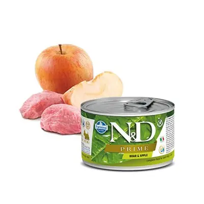 N&D Mini Prime Yaban Domuzu ve Elmalı Köpek Konservesi 140 Gr