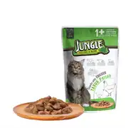 Jungle Pouch Tavuk Eti Parçalı Jelli Yetişkin Yaş Kedi Maması 100 gr 1