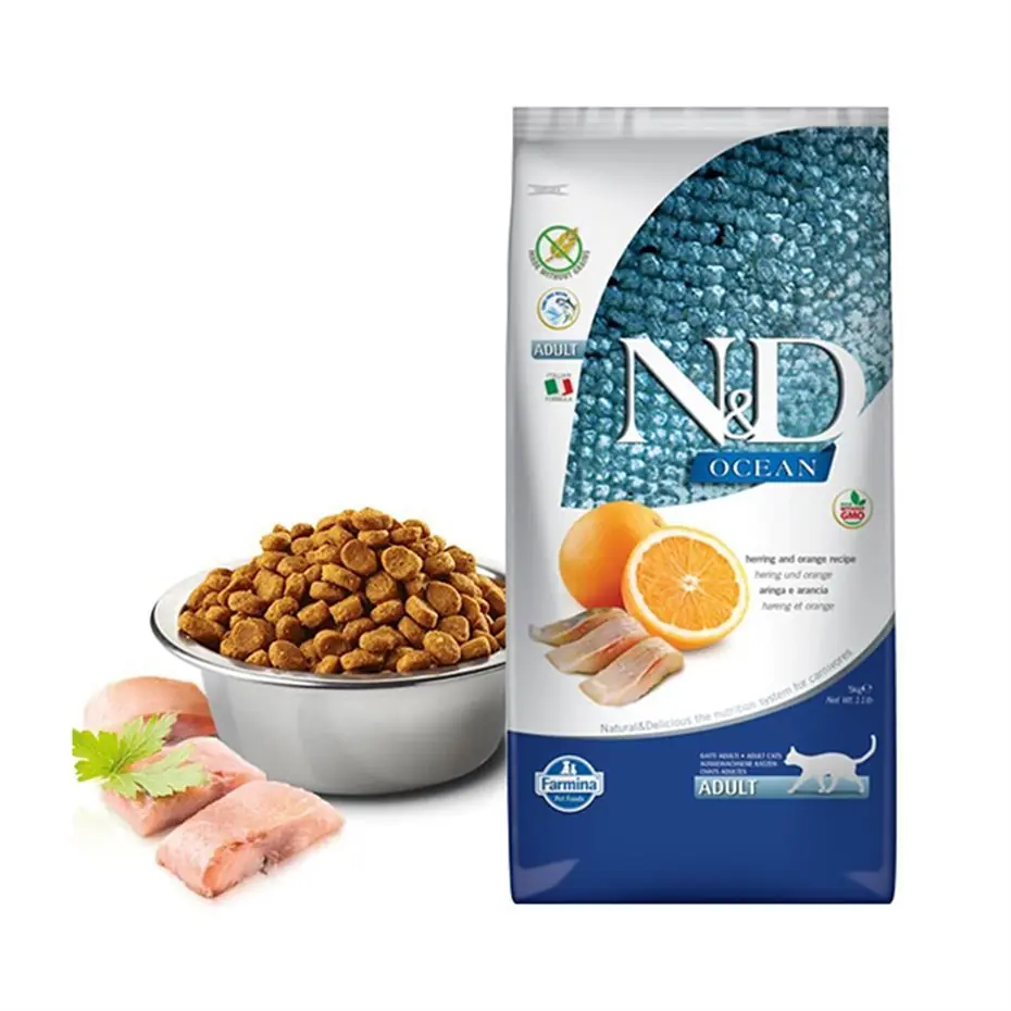 N&D Ocean Tahılsız Balık ve Portakallı Yetişkin Kedi Maması 5 Kg