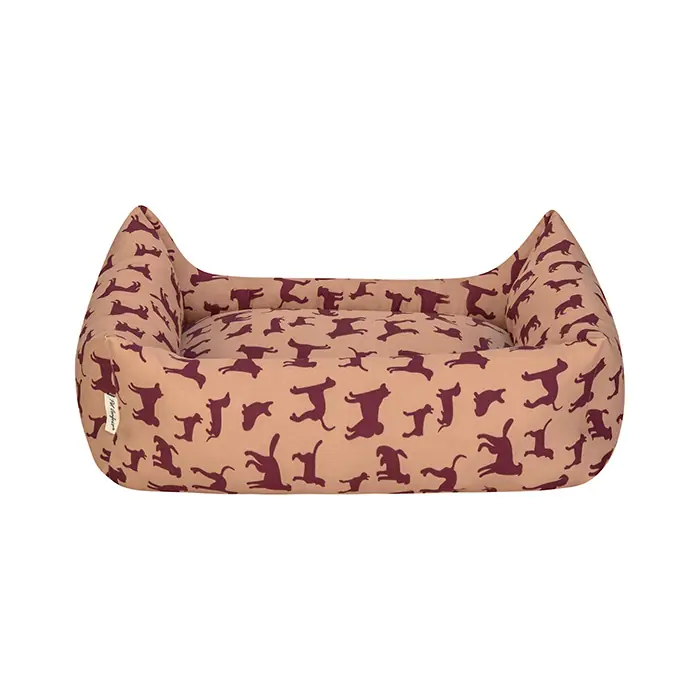 Pet Comfort Uniform Bej-Bordo Köpek Yatağı Medium 70x60cm