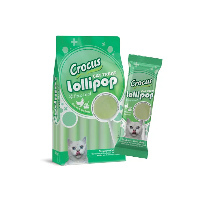 Crocus Tavuklu ve Kedi Çimli Lolipop Kedi Ödülü 10lu