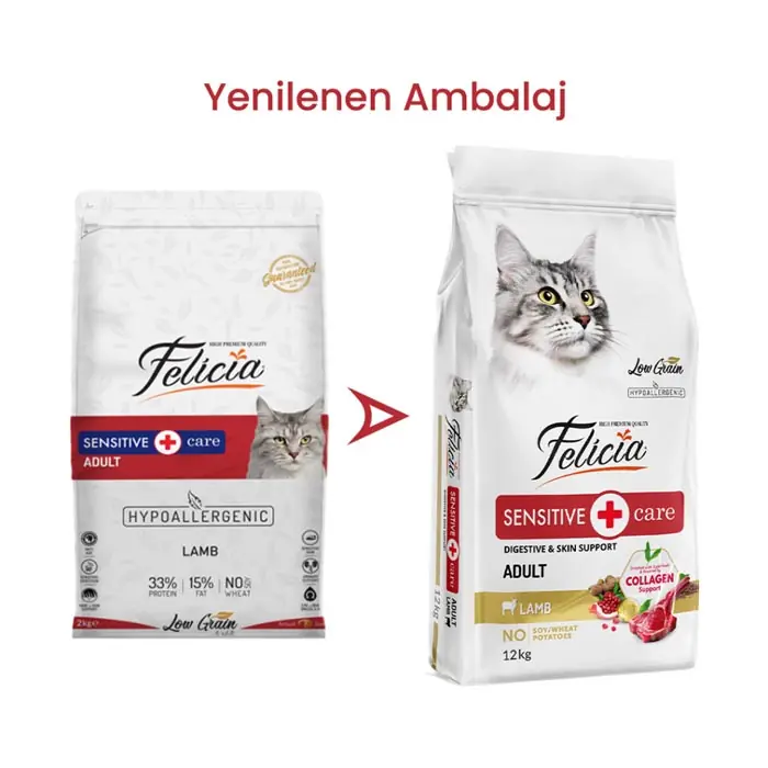 Felicia Az Tahıllı HypoAllergenic Kuzu Etli Yetişkin Kedi Maması 12 Kg