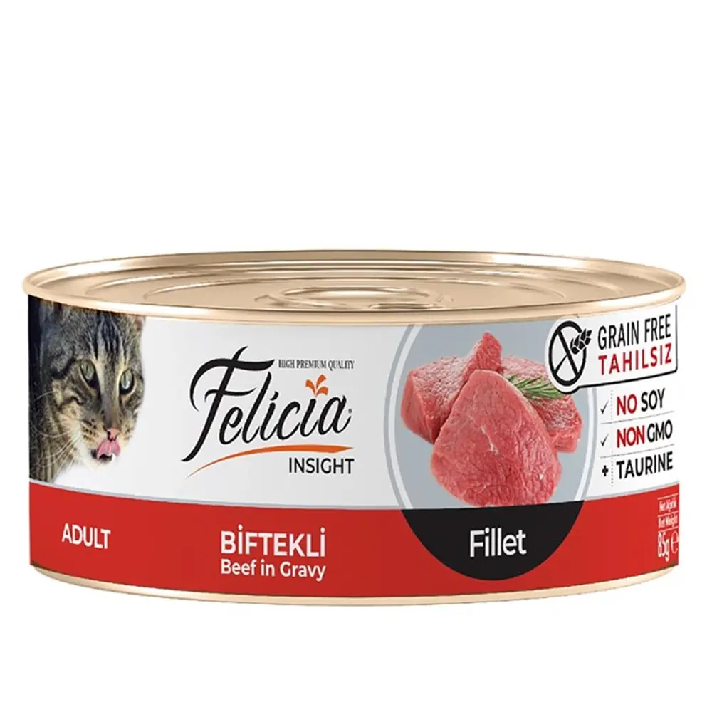 Felicia Tahılsız Gravy Biftek Fileto Yetişkin Kedi Konservesi 85 gr