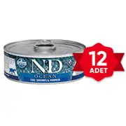 N&D Balkabaklı Morina Balığı ve Karidesli Yavru Kedi Konservesi 12x80 gr 1