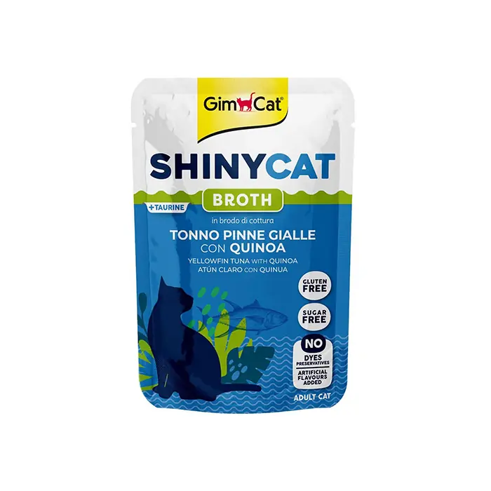 Gimcat Shinycat Pouch Sarı Yüzgeçli Ton Balıklı ve Kinoalı Yaş Kedi Maması 70gr
