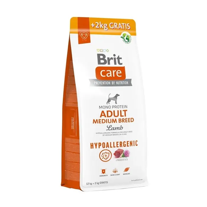 Brit Care Hypo-Allergenic Orta Irk Kuzulu Yetişkin Köpek Maması 12 + 2 Kg Bonus Paket