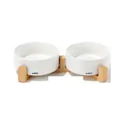 M-PETS OPERA Bamboo Standlı Seramik Mama Kabı 2x350ml Beyaz 1