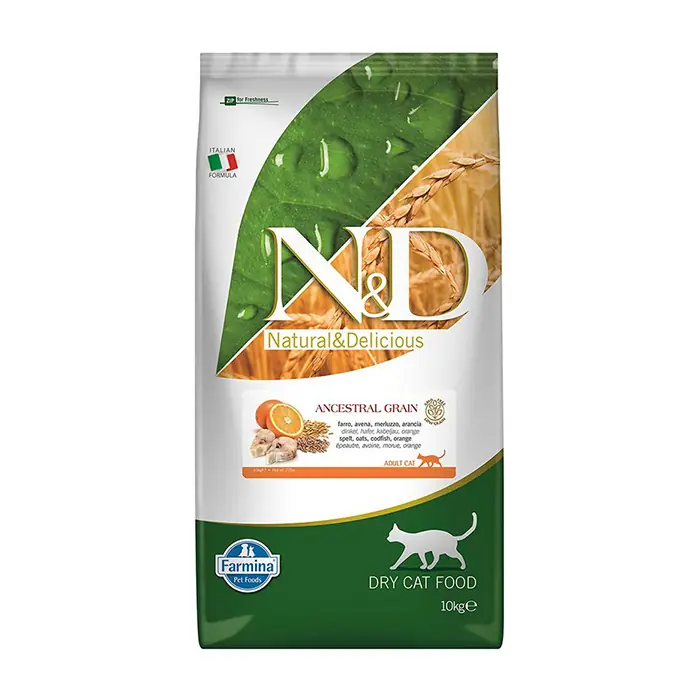 N&D Ocean Düşük Tahıllı Balıklı Portakallı Kedi Maması 10 Kg