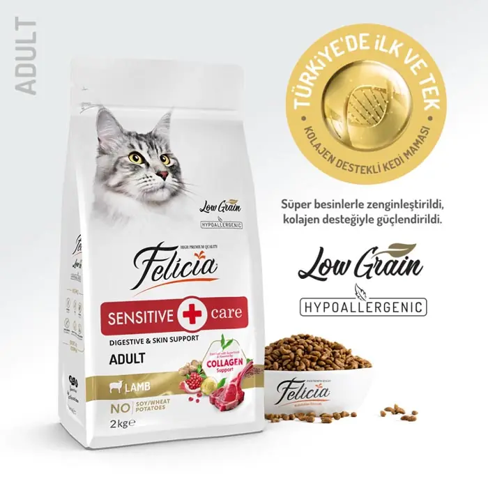 Felicia Az Tahıllı HypoAllergenic Kuzu Etli Yetişkin Kedi Maması 2 Kg