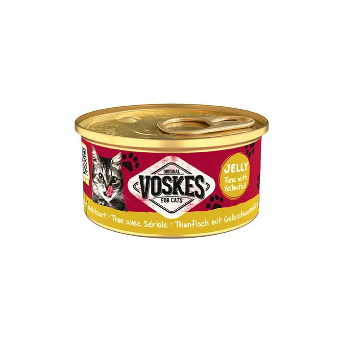 Voskes Jelly Ton ve Sarıkuyruk Balıklı Yetişkin Kedi Konservesi 85gr