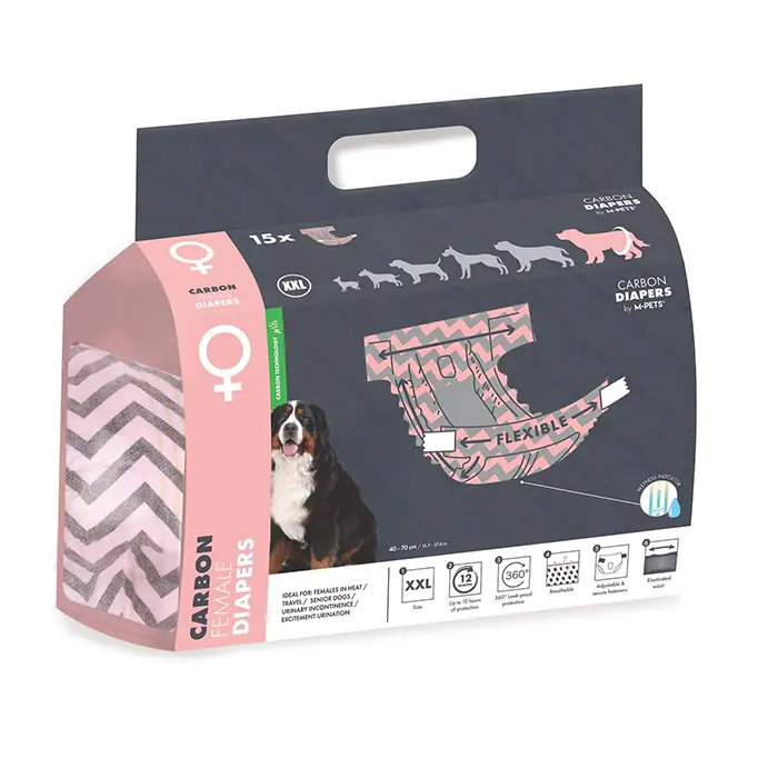 M-Pets Carbonlu Diapers Dişi Köpekler İçin Külot XXLarge 15li