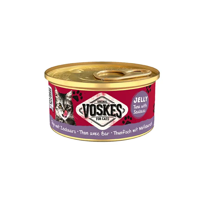 Voskes Jelly Ton ve Levrek Balıklı Yetişkin Kedi Konservesi 85gr