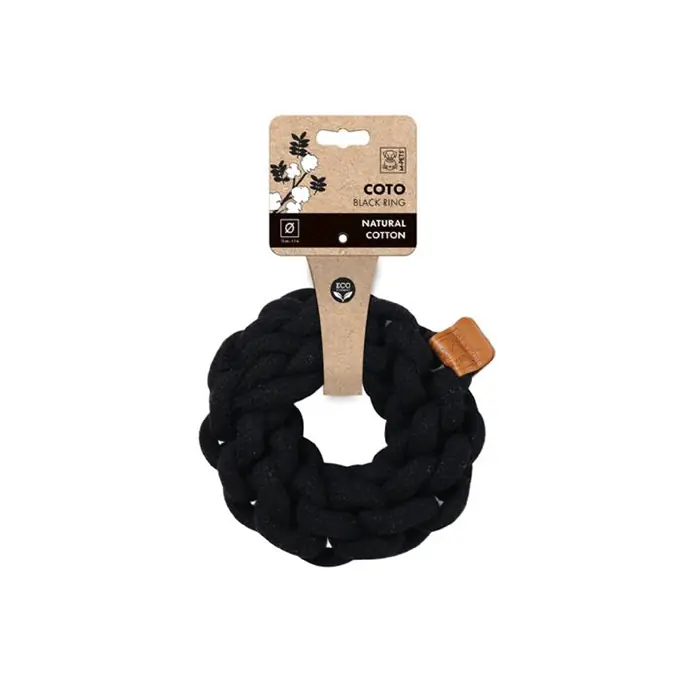 M-PETS Coto Örgü Halka Köpek Oyuncağı 13cm Siyah