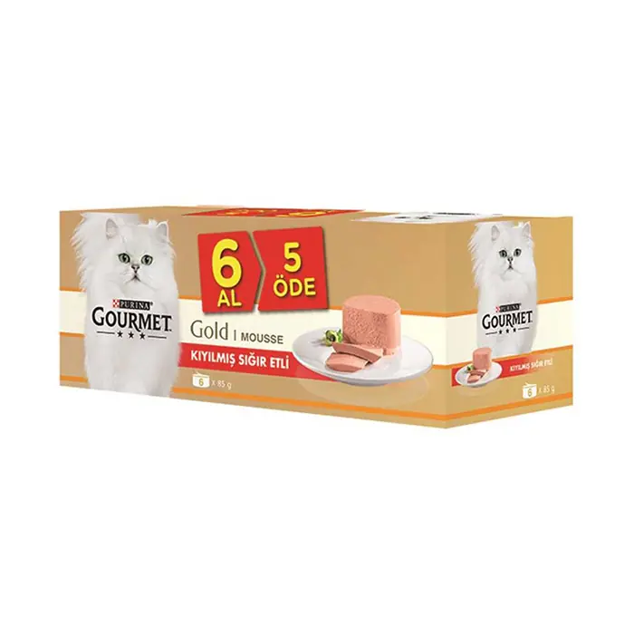 Gourmet Gold 6 Al 5 Öde Sığır Etli Kıyılmış Yetişkin Kedi Maması 85 gr