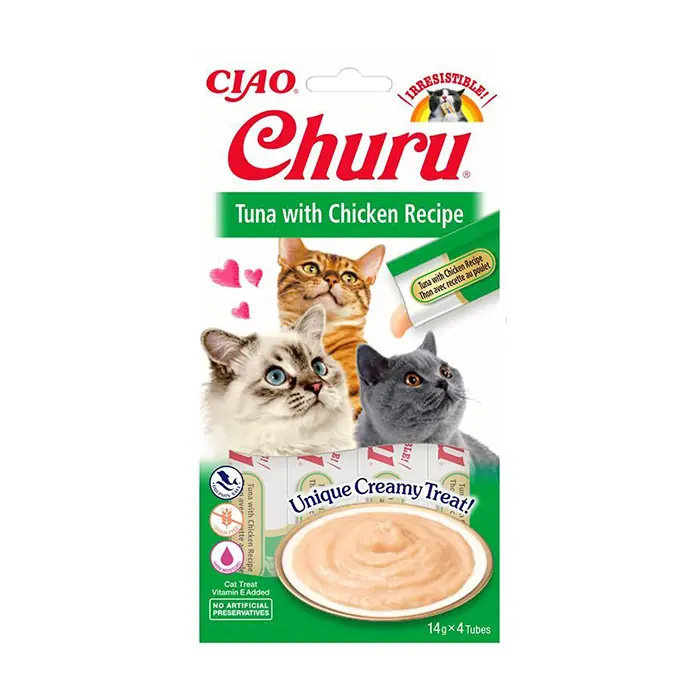 CIAO Churu Cream Ton Balıklı ve Tavuklu Sıvı Kedi Ödül Maması 4x14gr