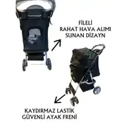 Tommy Evcil Hayvan Taşıma Puseti 82x46x99cm Siyah 2