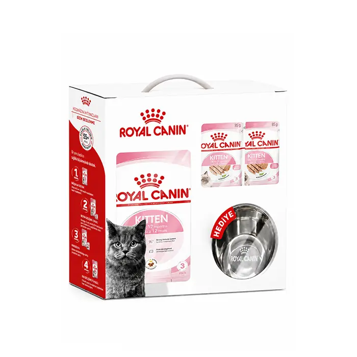 Royal Canin Premia Bundle Kitten Yavru Kedi Maması 2 Kg + 6 Adet Yaş Mama ve 8 Oz Mama Kabı Hediyeli
