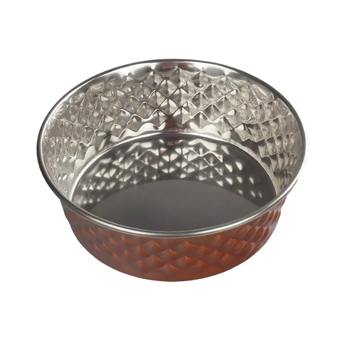Oripet Elmas Desen Gold Çelik Mama Kabı 17.5cm