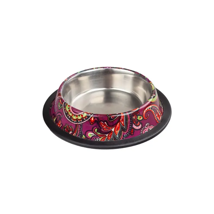 Oripet Asr(Isbl) Hint Desenli Kırmızı Köpek Mama Su Kabı 32oz