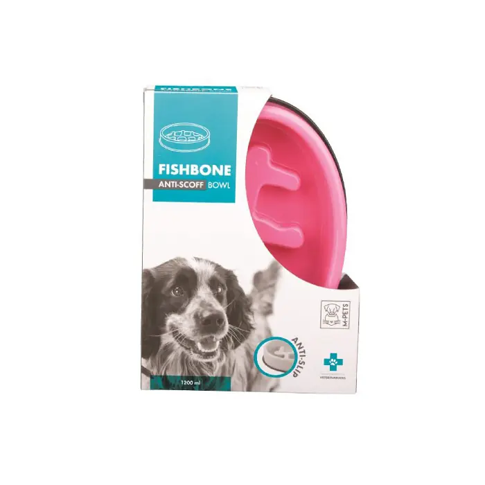 M-PETS Fishbone Yavaş Yeme Mama Kabı 1200ml Pembe
