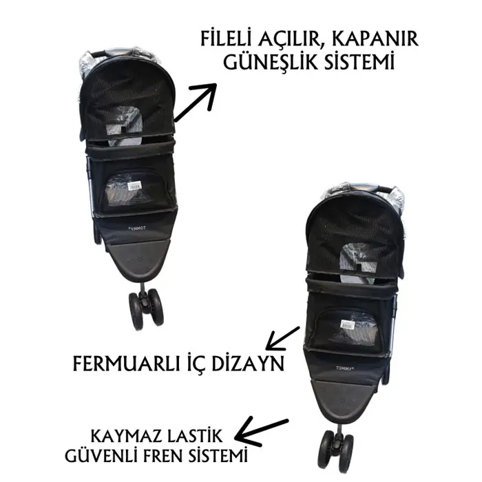 Tommy Evcil Hayvan Taşıma Puseti 80x46x99cm Siyah