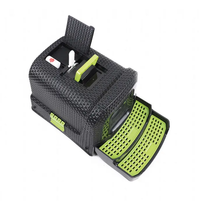 M-PETS Eco Rattan Kapalı Kedi Tuvaleti Siyah-Yeşil 69x42x41cm