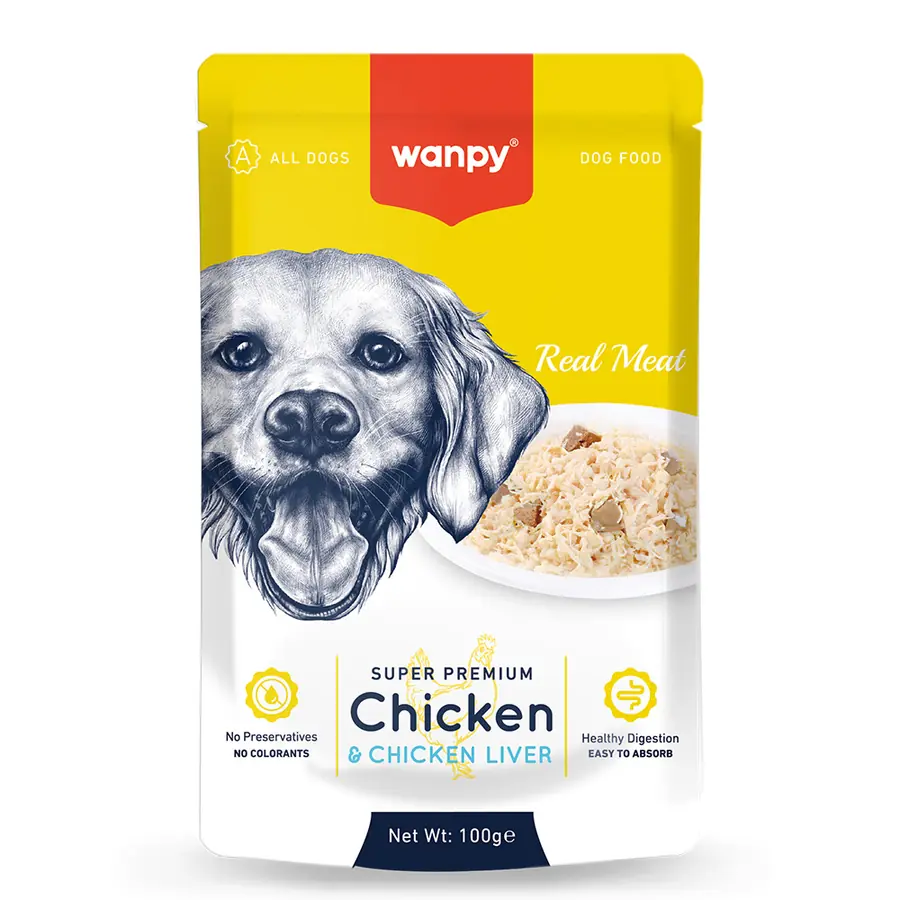 Wanpy Pouch Tavuk Etli ve Ciğerli Yaş Köpek Maması 100gr