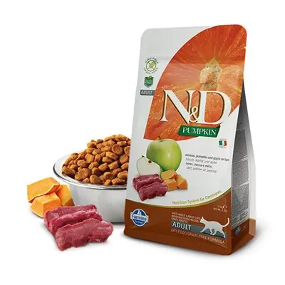 N&D Balkabaklı Geyik Etli-Elmalı Tahılsız Yetişkin Kedi Maması 1.5 Kg