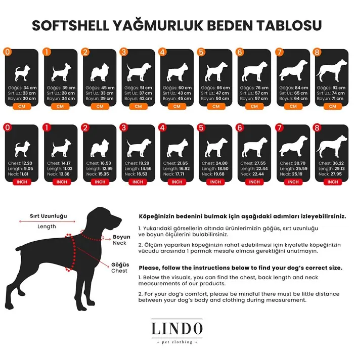 Lindo Softshell Magnetic Navy Küçük,Orta ve Büyük Irk Köpek Yağmurluğu